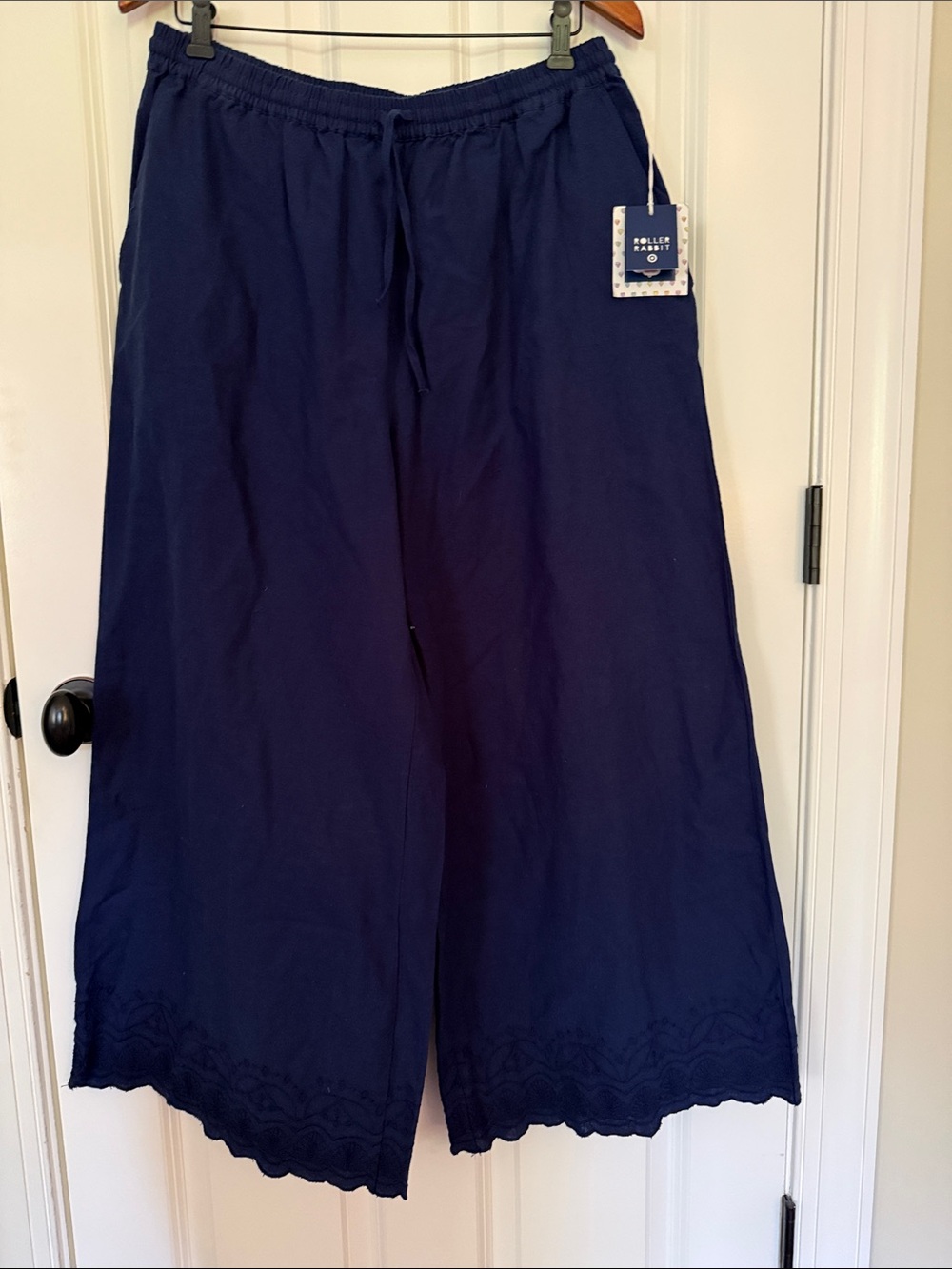 NWT Roller Rabbit x Target Blue Scalloped Eyelet Linen Pants - Medium
